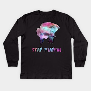 Fox Colorful Stay Playful, Cute Pouncing Foxy Graphic Kids Long Sleeve T-Shirt